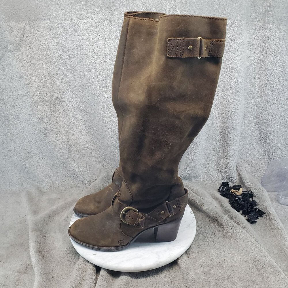 Born Shoes Womens Size 8 M/W Brown Leather Natasha Barnwood OTK Boots *Read*